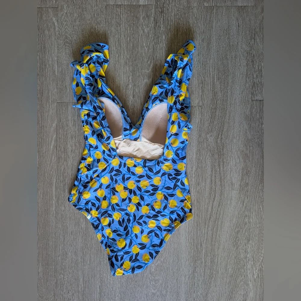DVF x Summersalt Blue and Yellow Lemon Print Swimsuit - Picture 3 of 6